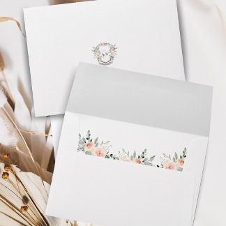 Enveloppe Élégant Monogramme classique Aquarelle Floral Mari