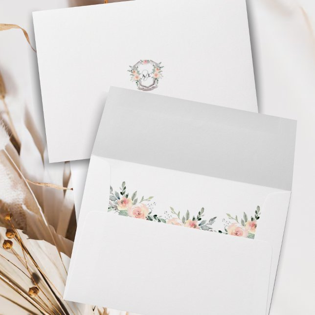 Enveloppe Élégant Monogramme classique Aquarelle Floral Mari (Créateur téléchargé)