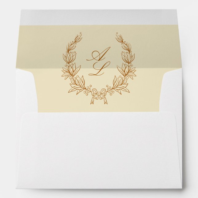 Enveloppe Élégant Monogramme Floral Mariage de couronne (Créateur téléchargé)