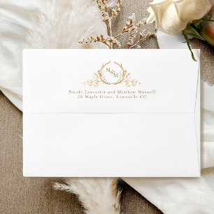 Enveloppe Élégant Monogramme, Mariage blanc (ou autre)