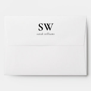Enveloppe Élégant Monogramme noir et blanc