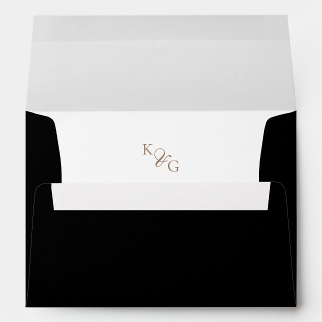 Enveloppe Élégant Monogramme Or noir & blanc Mariage (Dos (Bas))
