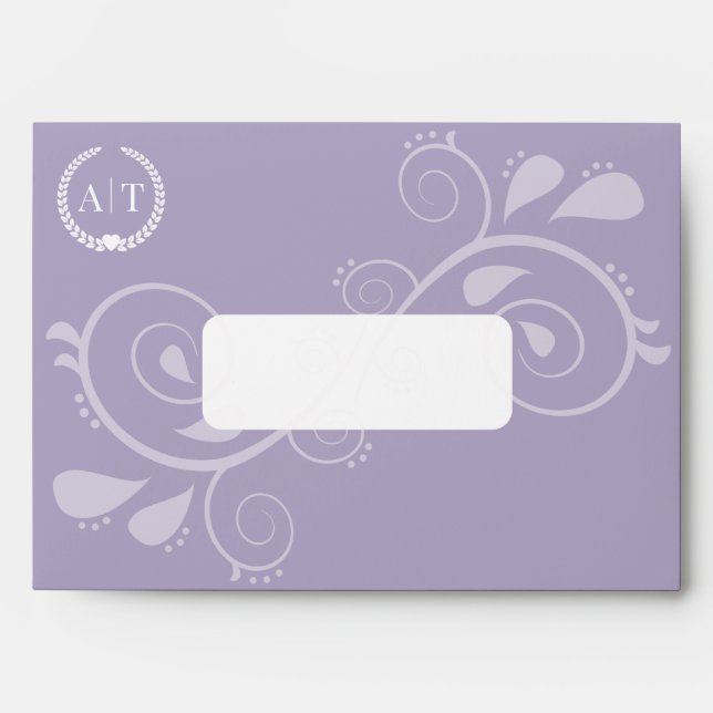 Enveloppe Élégant Monogramme Paisley avec adresse de retour (Devant)