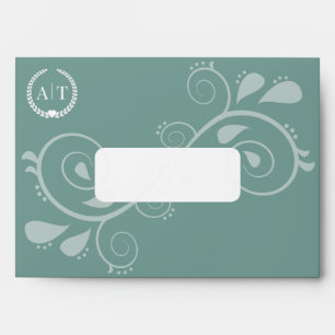 Enveloppe Élégant Monogramme Paisley avec adresse de retour