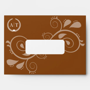 Enveloppe Élégant Monogramme Paisley avec adresse de retour