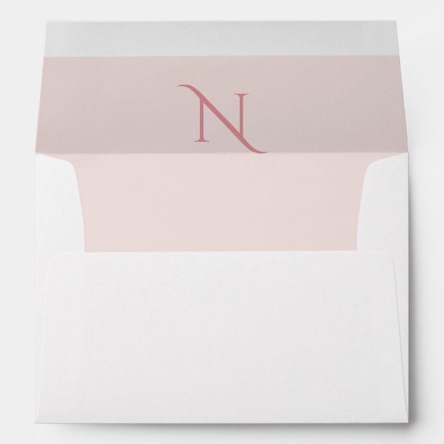 Enveloppe Élégant Monogramme rose Faire-part de mariage init (Dos (Bas))