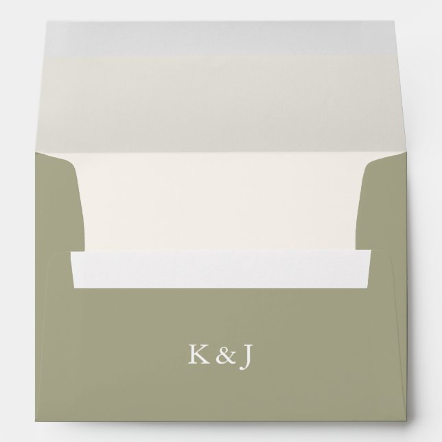 Enveloppe Elégant Monogramme Vert Mariage de automne Invitat (Dos (Bas))