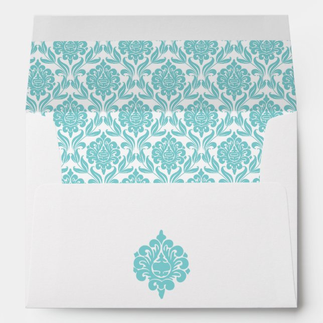 Enveloppe Elégant motif de Damas de menthe (Dos (Bas))
