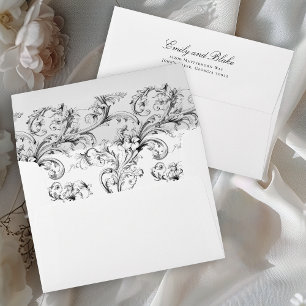 Enveloppe Élégant Motif de toile Vintage avec adresse de ret