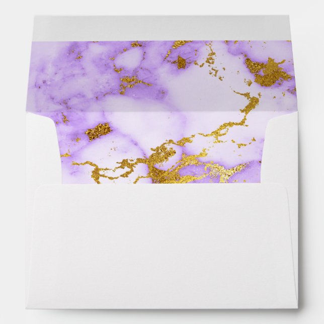 Enveloppe Élégant Motif en marbre métallique Lavender Gold F (Dos (Bas))