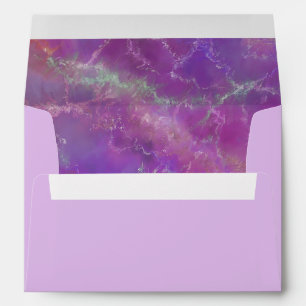 Enveloppe Élégant Motif En Marbre Violet Avec Monogramme