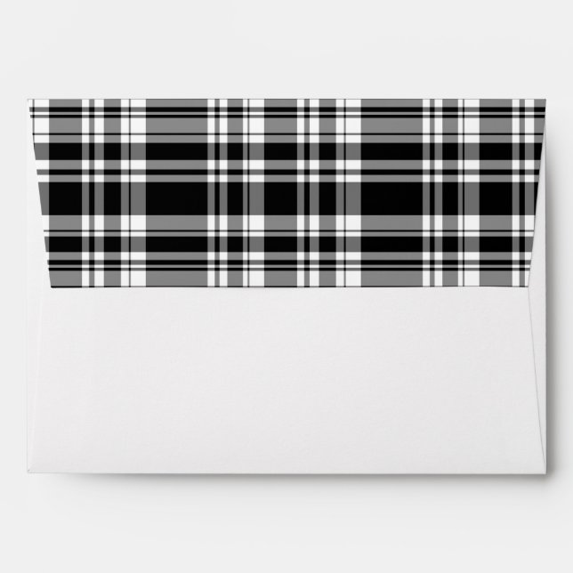 Enveloppe élégant motif en plaid blanc noir (Dos (Haut rabat))