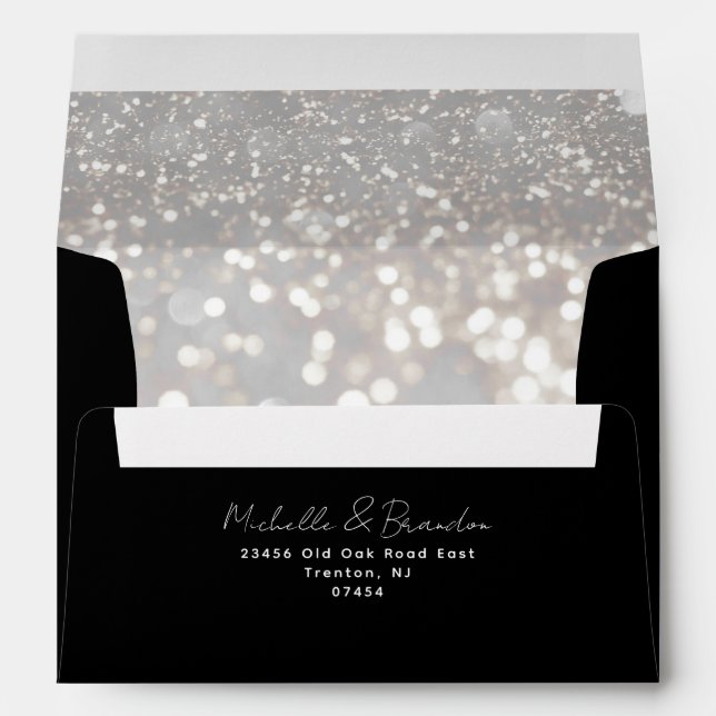 Enveloppe Élégant Motif Silver Bokeh | Adresse de retour (Dos (Bas))
