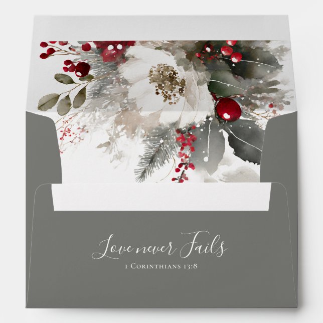 Enveloppe Élégant Noël Bible chrétienne Mariage Argent (Dos (Bas))