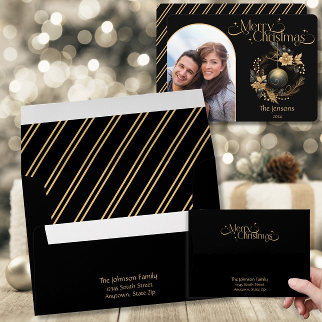 Enveloppe Élégant Noël noir et or (Créateur téléchargé)