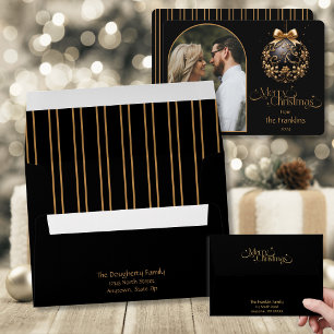 Enveloppe Élégant Noël noir et or