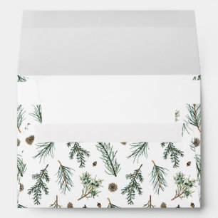Enveloppe Élégant Noël Pine d'hiver Verdure Floral