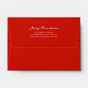 Enveloppe Élégant Noël Rouge Joyeux
