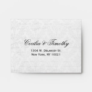 Enveloppe Elégant noir et blanc Mariage damassé RSVP Linen A