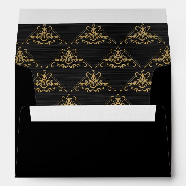 Enveloppe Elégant Noir Métallic Faux Or Art Déco (Dos (Bas))