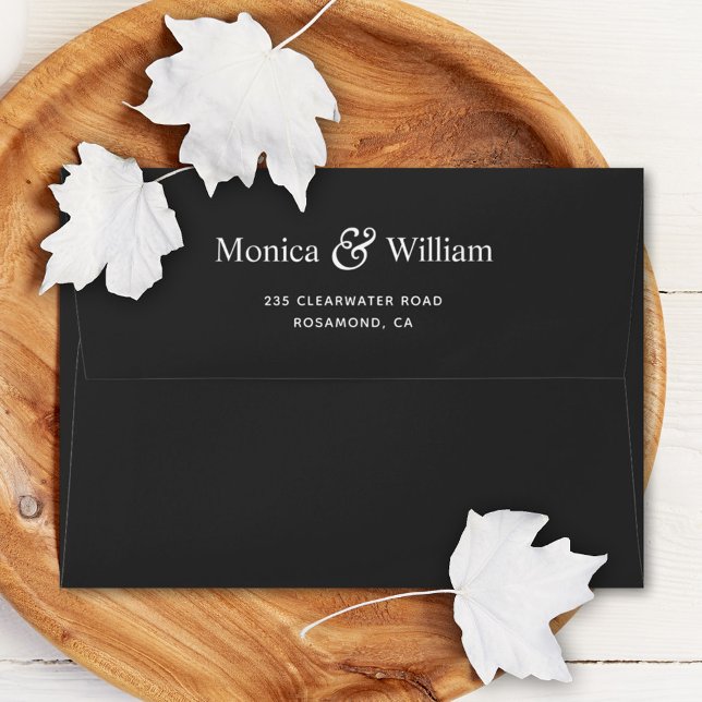 Enveloppe Élégant noir moderne préadressé mariage (Créateur téléchargé)