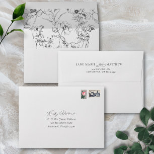 Enveloppe Élégant noir Vintage Calligraphie Mariage de scrip