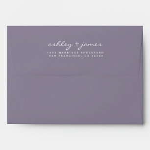 Enveloppe Élégant nom de script Mariage violet adresse de re