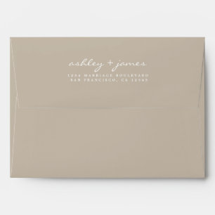 Enveloppe Élégant Noms de script Mariage gris Adresse de ret