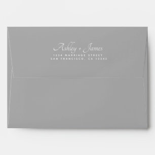 Enveloppe Élégant Noms de script Mariage gris Adresse de ret