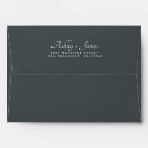 Enveloppe Élégant Noms de script Mariage noir Adresse de ret