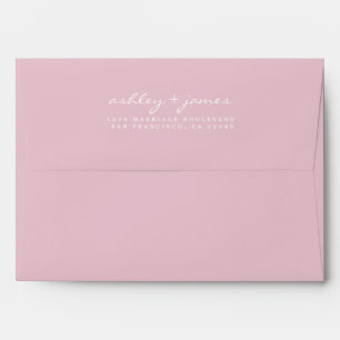 Enveloppe Élégant Noms de script Mariage rose Adresse de ret