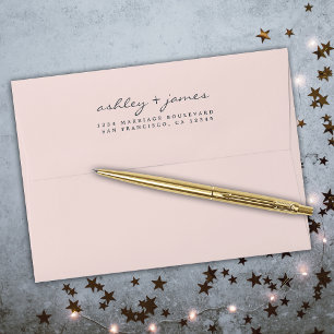 Enveloppe Élégant Noms de script Mariage rose Adresse de ret