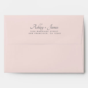 Enveloppe Élégant Noms de script Mariage rose Adresse de ret