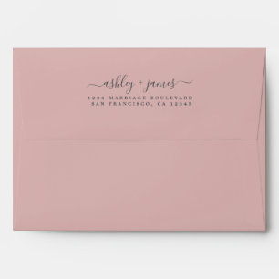 Enveloppe Élégant Noms de script Mariage rose Adresse de ret