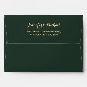 Enveloppe Élégant Olive Green Gold Mariage Adresse de retour