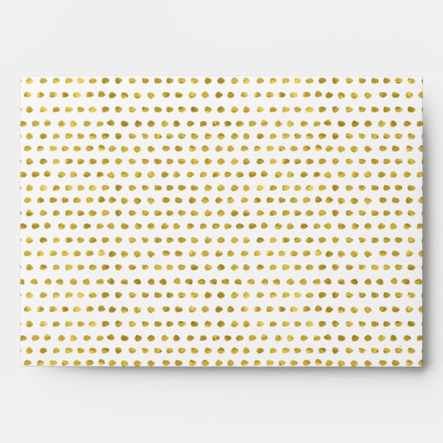 Enveloppe Elégant or Foil blanc petit Motif Pois (Devant)