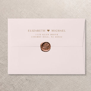 Enveloppe Élégant or Monogramme rose Mariage Adresse de reto