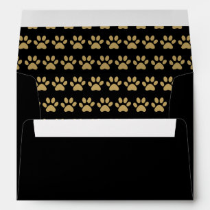 Enveloppe Élégant or Pawprint Motif Nom de script Noir