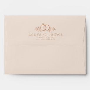 Enveloppe Elégant or Rose Faux Parties scintillant chic Mari