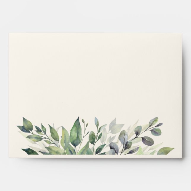 Enveloppe Elégant or vert Feuille Aquarelle Mariage (Devant)
