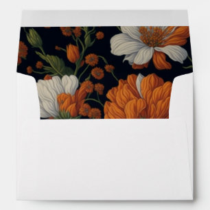 Enveloppe Élégant orange vive fleurs blanches