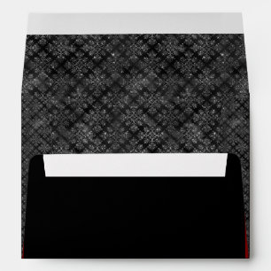 Enveloppe Élégant Paillettes Noir Argent Damassé Moderne Chi