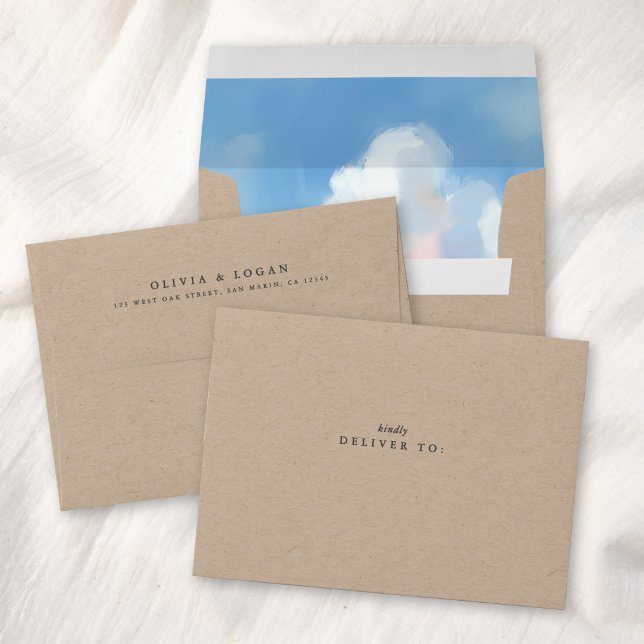 Enveloppe Elegant Painted Landscape Brown Kraft Wedding (Créateur téléchargé)