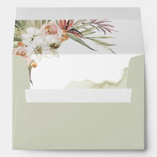Enveloppe Élégant Pale Green, Feuilles Palm et floral