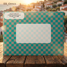 Élégant papier à en-tête à carreaux turquoise et g