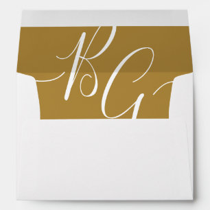 Enveloppe Élégant Paraphe d'or 5x7 Faire-part de mariage