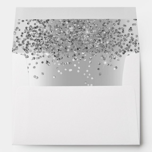 Enveloppe Élégant Parties scintillant Argent Sparkle Mariage (Dos (Bas))