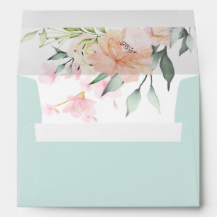 Enveloppe Elégant Pastel Aquarelle Florale Mint Green