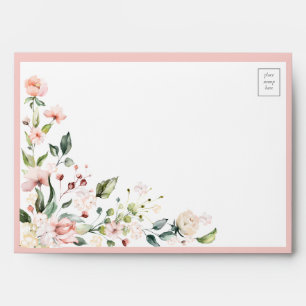 Enveloppe Elégant Peach Rose Aquarelle Mariage Floral
