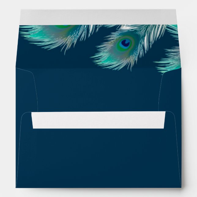 Enveloppe Elégant Peacock Feathers et Mariage Or (Dos (Bas))
